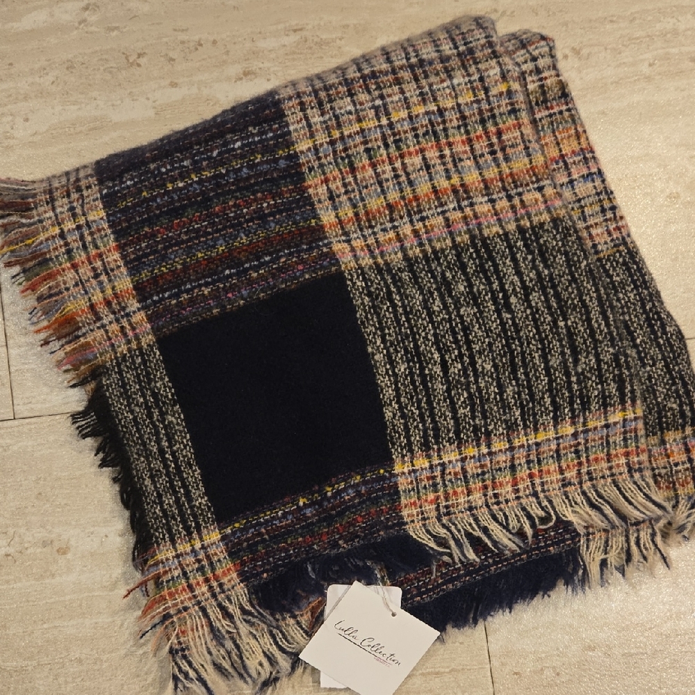 New Lulla Collection Multi-Color Plaid Versatile Oversized Square Scarf/Wrap